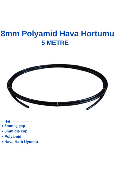 ZEFLEX 8mm Polyamid (PA) Hortum (HIPL) - 8x6 Kemik Hortum - Pnömatik Hortum 5...