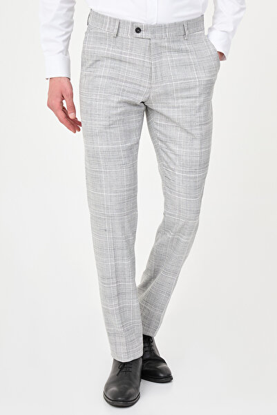 Mcr Plaid Slim Fit Classic Men's Trousers Black - 38373.26Y