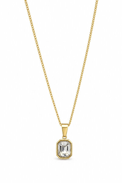 Jack Ferrero Yellow Color Steel Chain Rectangular Stone Necklace - Stylish an...