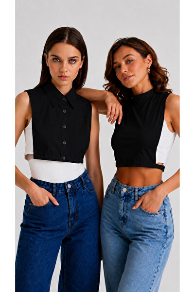 mirach Set of 2 Women's Portable Shirt Collars and Stand-Up Collars, Portable...
