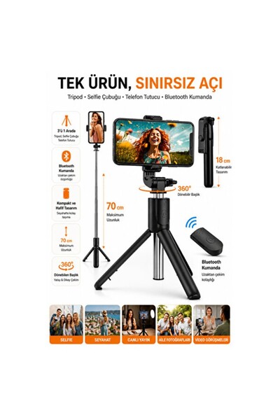 Empressco Perfect Shots with Extendable Bluetooth Selfie Stick and Tripod