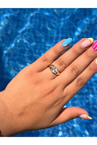 Cadera Jewelry خاتم سيلين بيضاوي الشكل من حجر الزركون قابل للتعديل