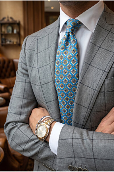 CROATE Luxury Microfiber Men's Tie |   Special Woven Blue Italian Pattern