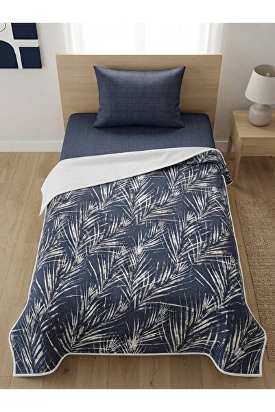 ŞENER HOME Tropical Palm Patterned Single Bed Sheet Set with Elastic
