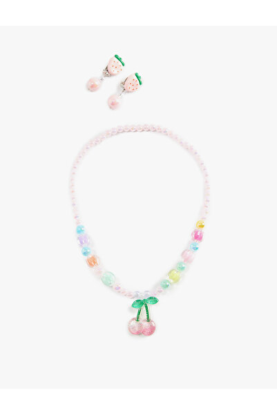 Koton Multi-Colored Fruit Beaded Necklace and Earrings Set
