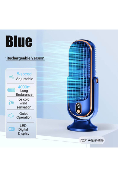 Choice1 Blue Desktop Electric Fan Rechargeable Portable Home Air Conditioning...