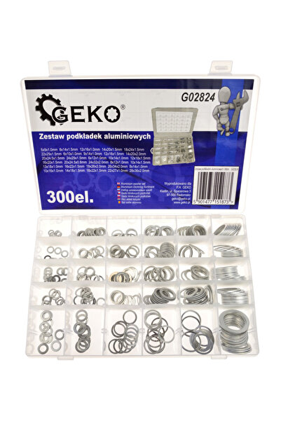 GEKO σετ αλουμινένιες ροδέλες G02824, διάφορα μεγέθη, 300τμχ