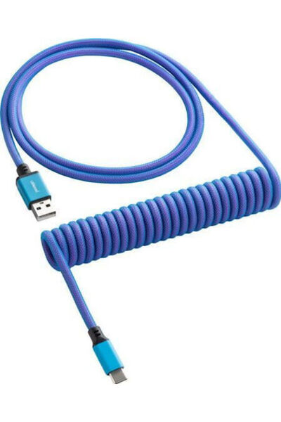 CableMod Cablu USB 2.0 spiralat USB-C tată - USB-A Albastru 1.5m (CM-CKCA-CLB...