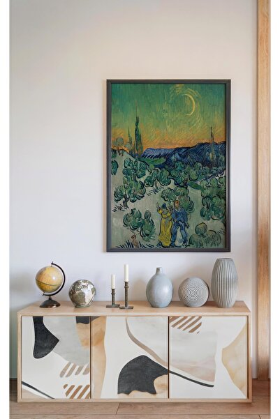 Pegziz Vincent van Gogh Peisaj cu o cuplu de oameni mergând și o lună semilun...