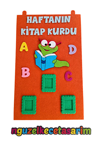 KECENGUZELTASARIM Keçe Haftanın Kitap Kurdu Panosu Turuncu, Okul Öncesi, Anao...