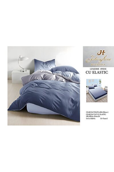 naniland.ro Lenjerie de Pat Bumbac Satinat 2 Persoane 4 Piese cu Elastic 180x...