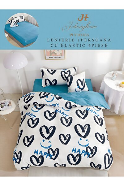 naniland.ro Duvet Cover Set 1 Person 4 Pieces with Stretchy 155x200 cm, Model...