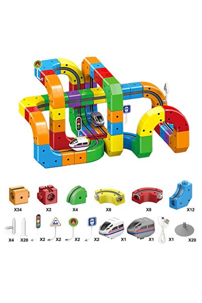 Choice 123pcs 51/81/123PCS Magical Track Train USB Rechargeable 3D Building T...