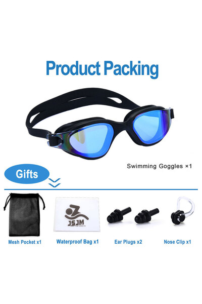Choice14 Full Set-Blue Unisex Adult Swimming Goggles – Anti-Fog Swim Glasses ...