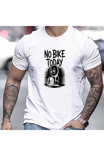 NOURAM تي شيرت رجالي بمقاسات كبيرة، تصميم مريح وعصري، يتميز بطبعة 'NO BIKE TO...