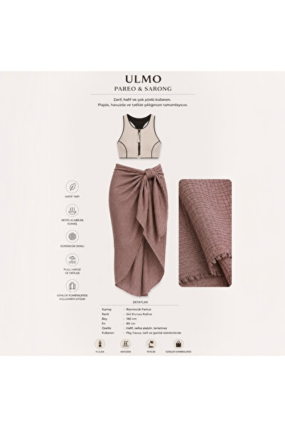 ULMO SCARFS UL MO -Bürümcük Pareo- Gül Kurusu Kahve