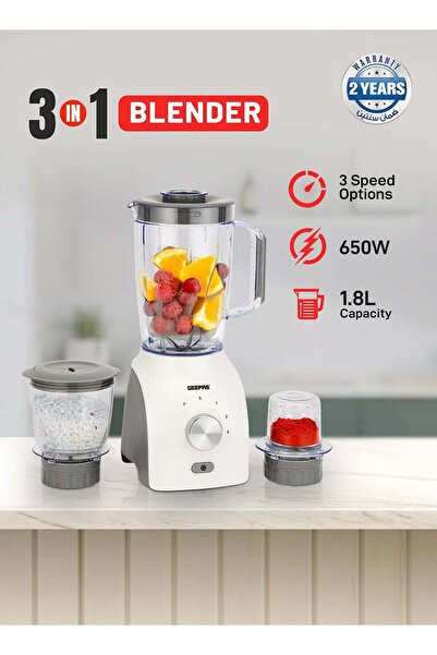 GULF GALLERY 3-In-1 Blender With Stainless Steel Blades, Turbo Button For Ice...