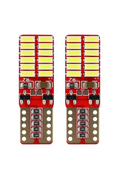 AMIO Becuri auto LED CANBUS T10e W5W White 12/24V, 24SMD 4014, lumina alba 56...