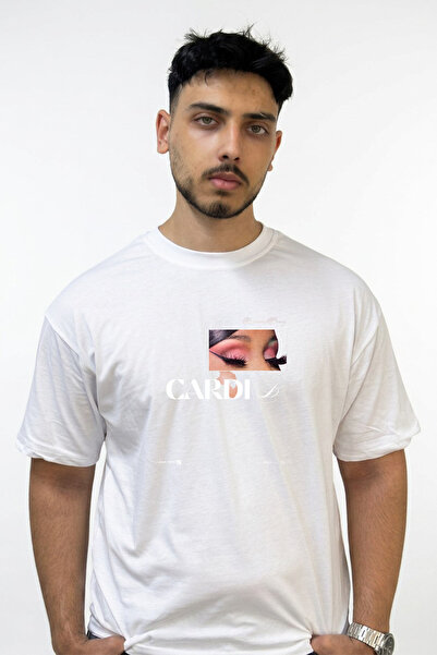 Anetos Cardi B_40 Design Printed Oversize White T-Shirt