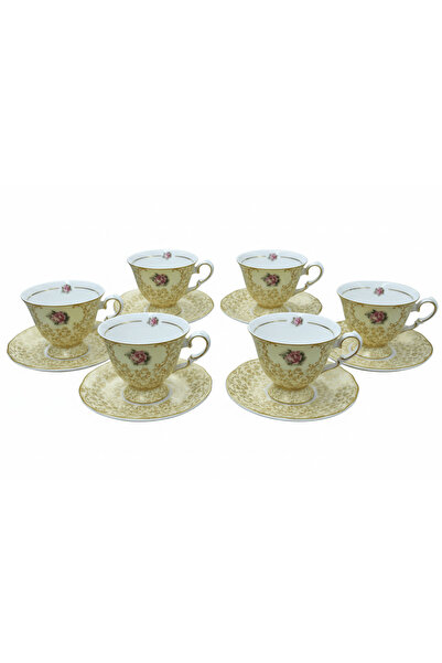 Mayflower Porcelain Cup & Saucer Set Yellow – 6 Pcs | 125 ml