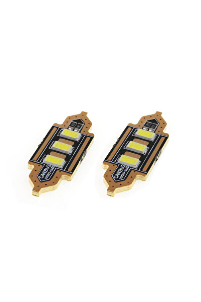 AMIO Set 2 becuri auto , LED, C5W SV8.5-8, 3 SMD 5730, 39mm, 12V, leduri alb ...