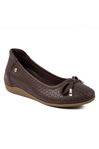 Mammamia 3410 Genuine Leather Casual Women's Shoes-Brown