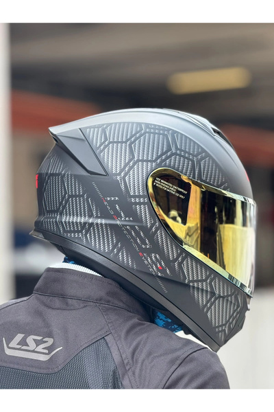 50.X SNAKE MAT KARBON KASK (SARI VİZÖR)