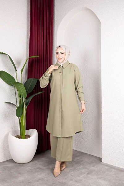 Weak Blue Hijab Women's Tunig Pants Plus Size Stylish Set