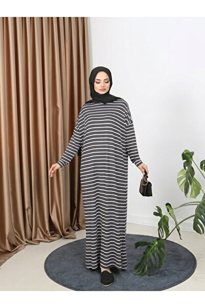 NİSUM MODA Striped Combed Cotton Dress