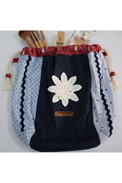Hanife Baylam Handmade Navy Blue Drawstring Organizer Bag 09