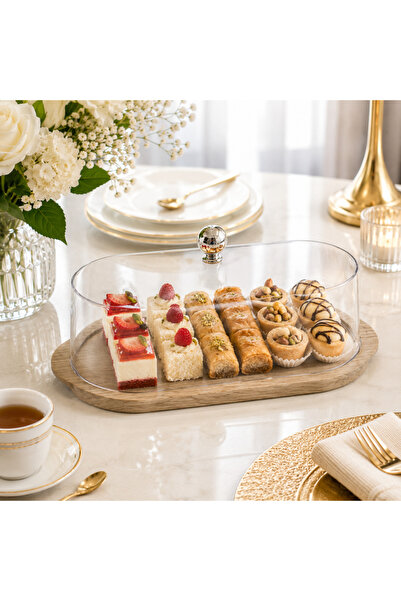 laverahome Luxury Clear Acrylic Dessert & Pastry Server with Lid - 23 X 11 X ...