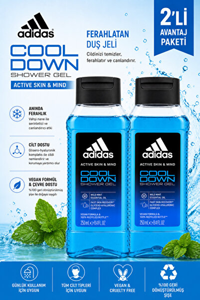 adidas Active Skin & Mind Cool Down Duş Jeli 250 ml - Ferahlatıcı Bakım X 2 Adet