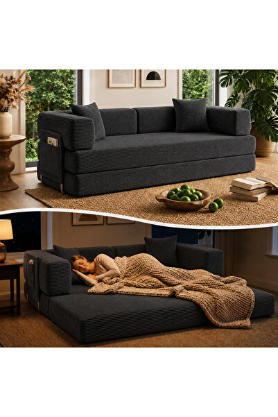 Generic Sofa Bed, Durable Lightweight Ready Filled Convertible Floor Sofa wit...