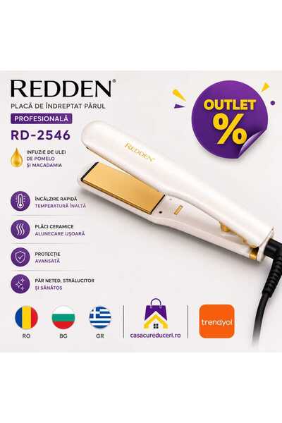 ASMXX Placă de îndreptat părul profesională REDDEN RD-2546, plăci ceramice, u...