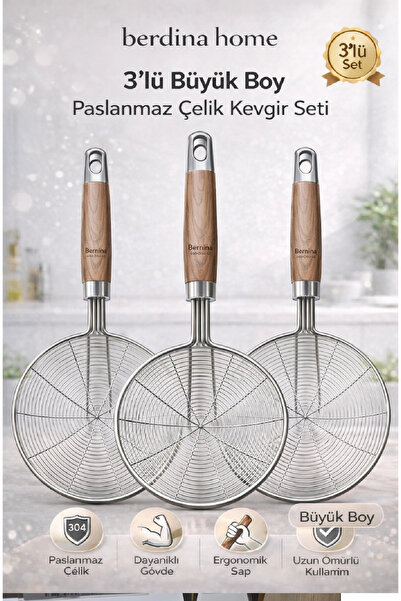 Empressco 3-Piece Large Stainless Steel Wire Colander Set, Ergonomic Handle, ...