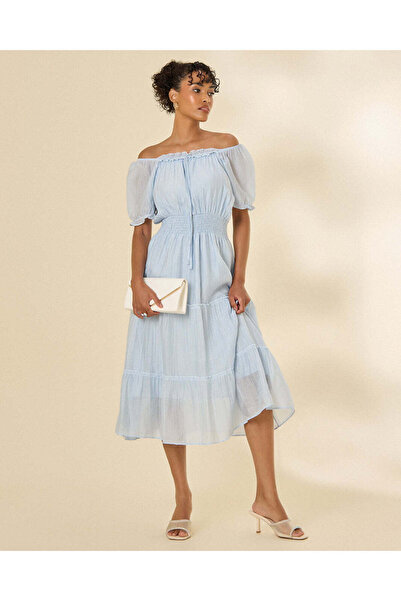 REDTAG Women Blue Plain Summer Casual Dress
