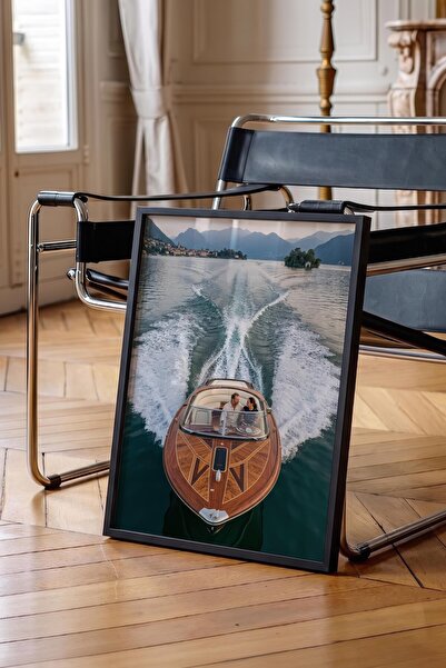Postifull Boat and Mountain Landscape Poster, Black Framed Poster, Old Money ...