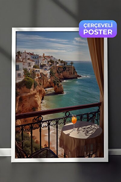 Postifull Seascape Poster, White Framed Poster, Old Money Series, No:113229