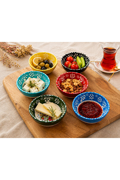 GÜL HEDİYELİK EŞYA 6'lı Çini Seramik Çerezlik&Sosluk&Lokumluk 6