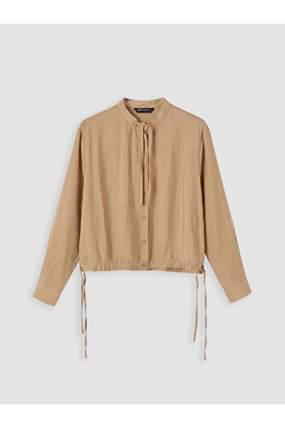 LC Waikiki Lcw Modest Beige Hakim Collar Regular Fit Women's Shirt