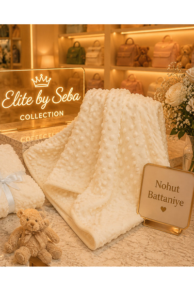 elite by seba Blue Color Baby Blanket 82X90 cm Premium Minky Dot Newborn Swad...