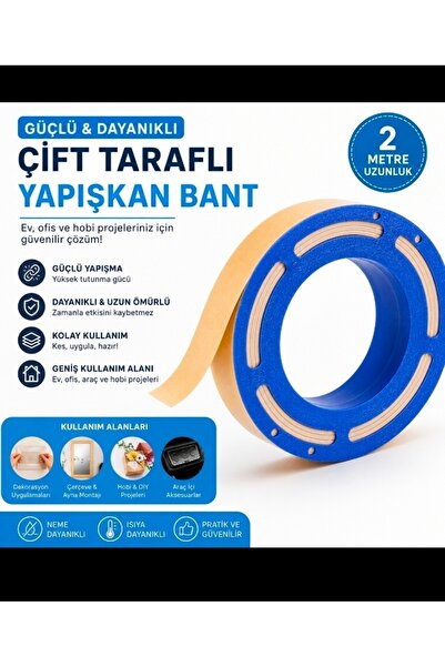 ANC Çift Taraflı Güçlü Yapışkan Bant | 2 metre Montaj Bandı | Duvar, Cam, Met...