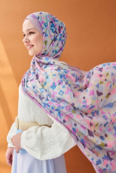 Silk Home شال ريفا من التينسل بمسحوق نباتي زهري