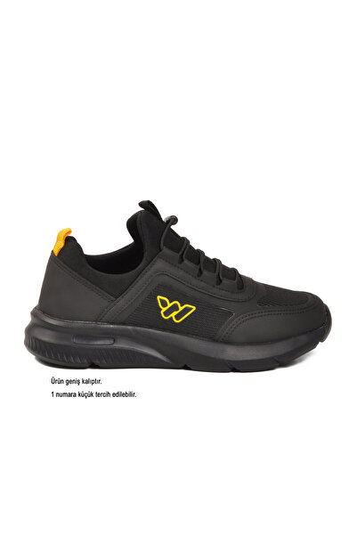 WALKWAY Pantofi sport pentru băieți, negru-galben, cu potrivire largă, 1327 G...