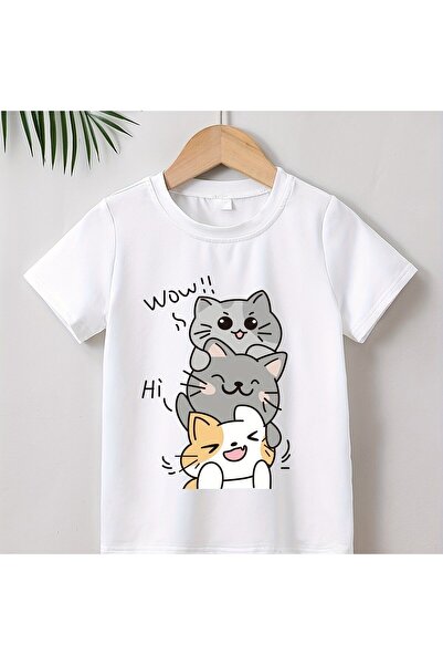 SVART WEAR Παιδικό και εφηβικό μπλουζάκι με στάμπα Wow Cat, 100% βαμβακερό, κ...