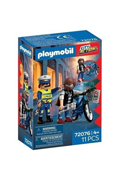 Playmobil Αστυνομικός Δράσης στην Πόλη και Κλέφτης Ποδηλάτων (72076)