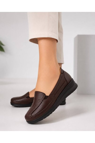 YADE MODA Genuine Leather Full Orthopedic Heel Supported Poly Sole Lightweight Design Women'S-Mother's Shoes