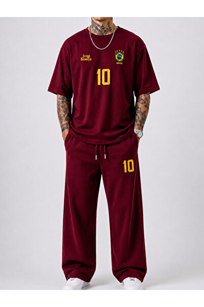 ZAVIXO Men's Cotton Summer Oversize T-Shirt and Pants Set, Size 10, Brazilian...