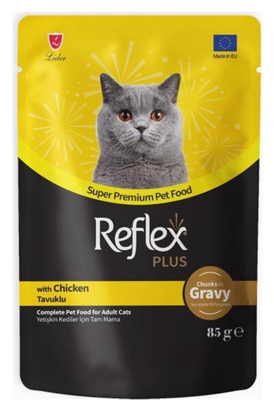 Reflex Plus Tavuklu Sos İçinde Et Parçacıklı Yetişkin Kedi Maması 85 gr Süper...
