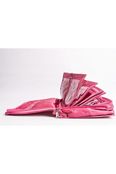 Generic Satin Fabric Jewelry Organizer with 6 Pouches, 25x20x8 cm, Compact St...
